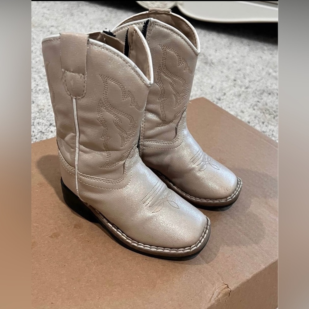 Old West Pearl white Kids Cowboy Boots